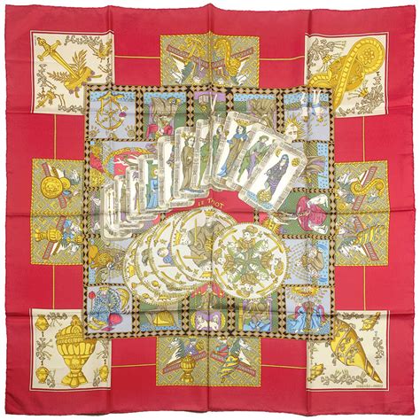 Le Tarot Hermes Scarf by Annie Faivre 90cm Silk 